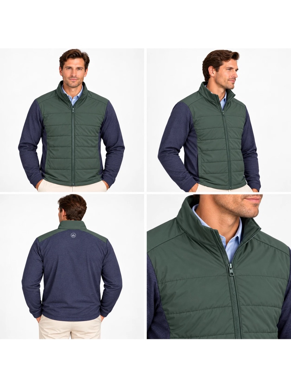 Peter Millar Nordic Pine Navy Merge Fleece Hybrid Men's Jacket Size US L $275